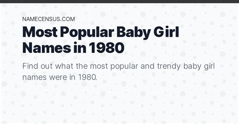 What Were the Most Popular Baby Girl Names in 1980?