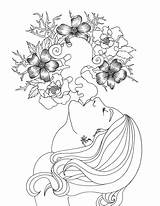 Girl Smoking A Cigarette Sketch Coloring Page sketch template