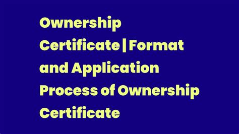 Ownership Certificate | Format and Application Process of Ownership ...