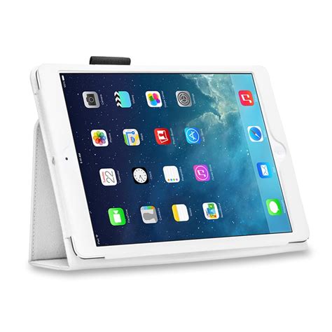 iPad 1 Case (White) - Slim Fit Synthetic Leather Folio Case Flip Cover Stand with Stylus Holder ...