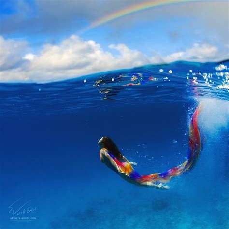 Rainbow. Underwater photography by Vitaly Falcon. Shoot models. The girl in the water. Under The ...