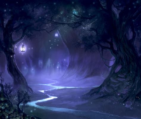 night forest by valeofox on deviantART | Paisaje de fantasía, Ilustración de paisaje, Dibujo bosque