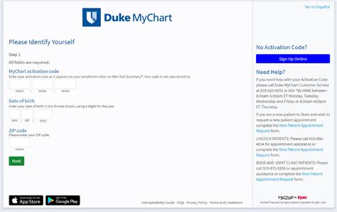 Duke Mychart Activation Code