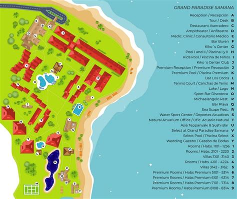 Grand Paradise Samana Cayo Levantado Resort map - Travel resort maps