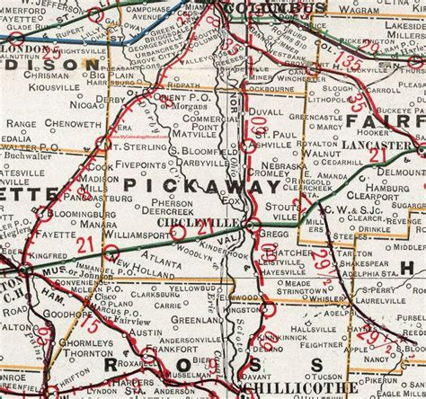 Pickaway County, Ohio, 1901, Map, Circleville, New Holland, Orient ...