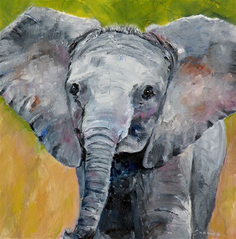 ART FOR LIFE: "Baby Elephant" original oil elephant portrait © Saundra Lane Galloway