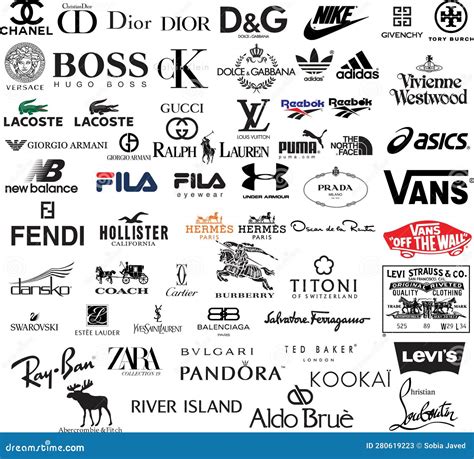 Logos De Marques De Vêtements Haut De Gamme. Ensemble De 50 Logo ...