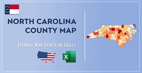 North Carolina County Map and Population List in Excel