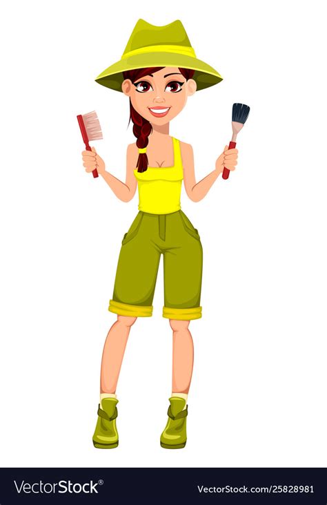 Woman archaeologist cute cartoon character Vector Image