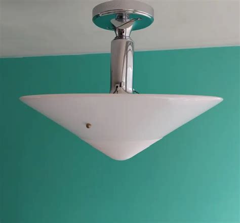 VINTAGE STREAMLINE MODERN Ceiling Lamp light art deco mid century chandelier $245.00 - PicClick