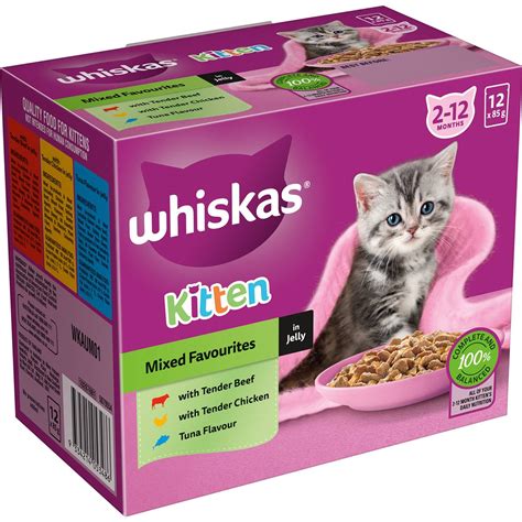 Whiskas Kitten Mixed Favourites In Jelly 2-12 Months 12 Pack | Woolworths