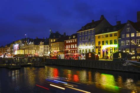 Nyhavn at Night, Copenhagen Editorial Image - Image of illuminated ...