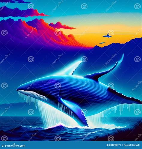 Whale Jumping from the Ocean at Sunset Stock Illustration ...