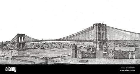 NYC, Brooklyn Bridge, 1883 Stock Photo - Alamy