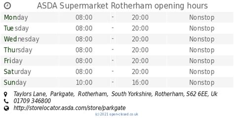 ASDA Supermarket Rotherham opening times (2019 update)