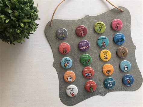 Holiday Button Magnets SET Calendar Magnets Colorful | Etsy