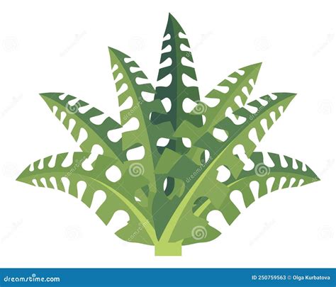 Cartoon Fern. Green Ancient Forest Natural Plant Stock Vector ...