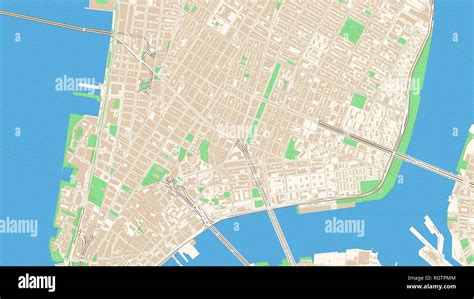 Classic streetmap of Manhattan, New York City. This classic colored map of Manhattan contains ...