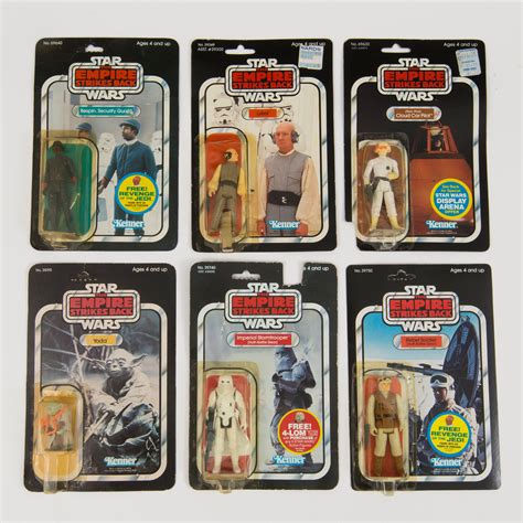 A lot of six Star Wars action figures in original packaging Kenner 1980s. - Bukowskis