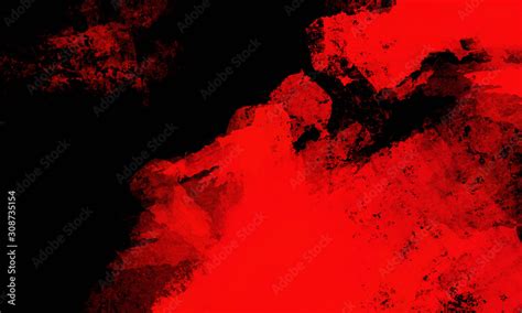 Abstract painting on canvas with a brush stroke texture. red & black ...