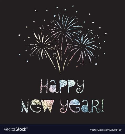 Happy new year firework black Royalty Free Vector Image