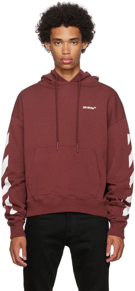 Off-White: Burgundy Diag Hoodie | SSENSE