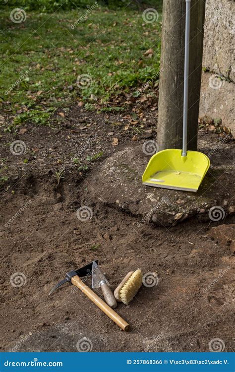 Tools in an Archaeological Excavation Stock Photo - Image of metal ...