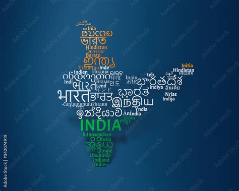 Cloud text of "India" written in 56 Languages (International and ...