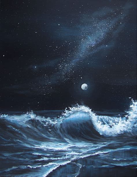 How To Paint the Ocean | Night sky painting, Ocean painting, Sky painting