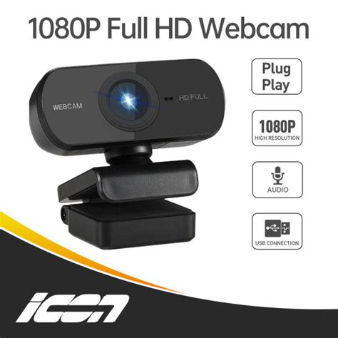 ICON Webcam for PC Webcam for Laptop 90° Wide-Angle Camera Web Camera for PC with Built-in Noise ...