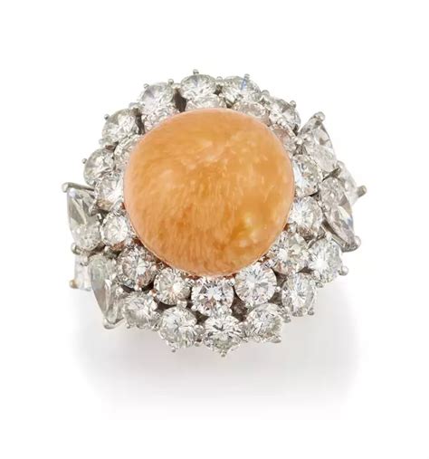 Roseberys London | A rare Melo melo pearl and diamond ring, the pearl