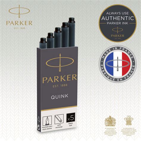 Parker Fountain Pen Refills Ink Cartridges Black 10 Count