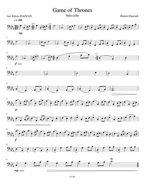 Game of Thrones ( Solo Cello) Sheet music for Cello | Download free in PDF or MIDI | Musescore.com