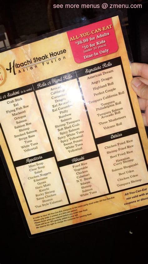 Online Menu of Mt Fuji Hibachi Steak House Restaurant, Highland Village ...