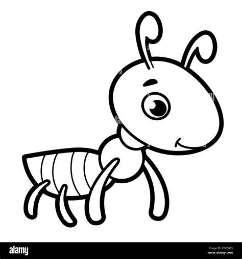 Coloring book or page for kids. ant black and white illustration Stock Photo - Alamy