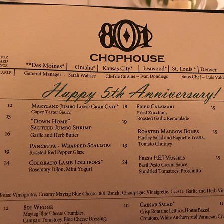 801 Chophouse, Omaha - Menu, Prices & Restaurant Reviews - TripAdvisor