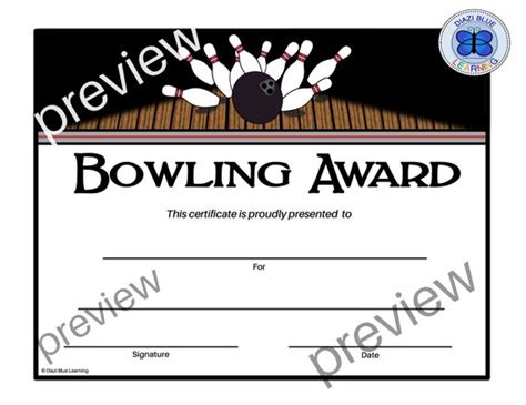 Bowling Certificate Bowling Award Editable Bowling | Etsy