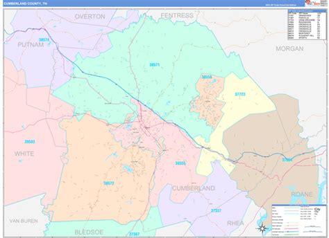 Cumberland County, TN Wall Map Color Cast Style by MarketMAPS - MapSales