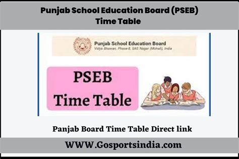 PSEB 9th Class Date Sheet 2024 (Punjab Board Class 9 Time Table)