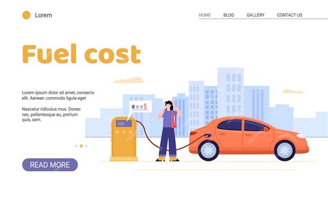 Premium Vector | Fuel cost and economy web banner with gas station flat vector illustration