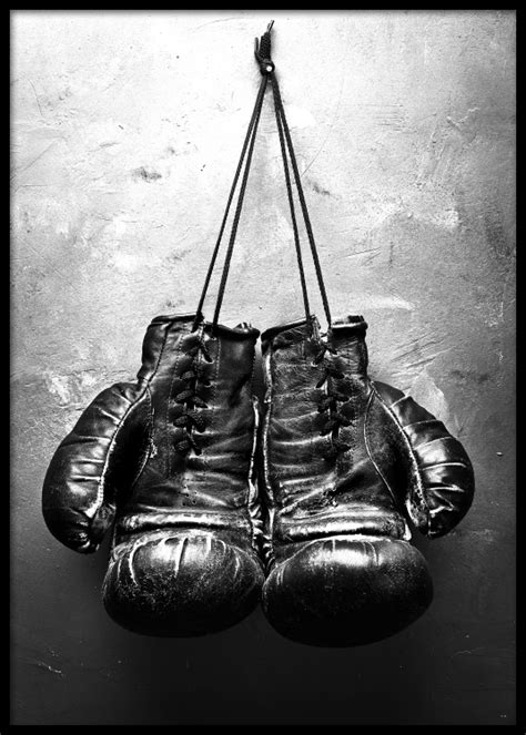 Print with boxing gloves | Black and white photo art | Photo print