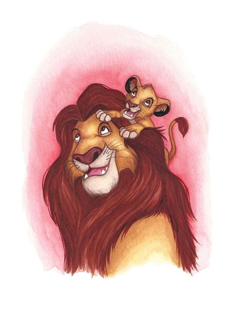 Disneys the Lion King Mufasa and Simba Watercolor - Etsy