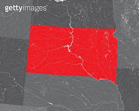 Map of South Dakota with lakes and rivers. 이미지 (971751158) - 게티이미지뱅크