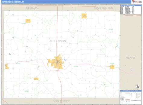 Jefferson County, Iowa Zip Code Wall Map | Maps.com.com