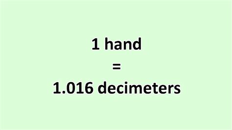 Convert Hand to Decimeter - ExcelNotes