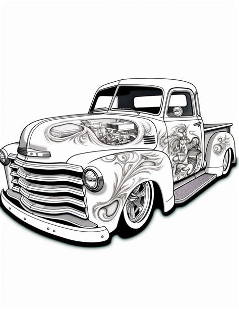 Classic Lowrider Adult Coloring Page Ai Coloring Sheet Of A Slam Truck With Custom Paint ...