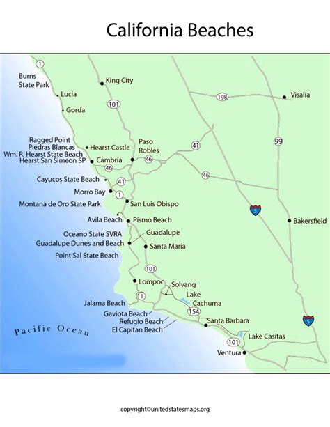 California Beaches Map | Map of California Beaches