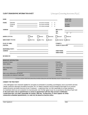 Demographic Information Sheet - Fill and Sign Printable Template Online