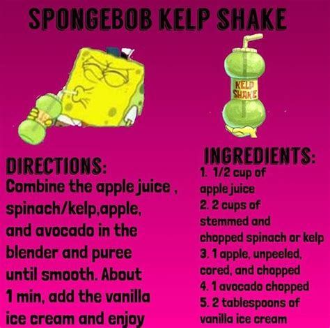 Spongebob Kelp Shake Recipe | Food themes, Cartoon recipe, Homemade ...