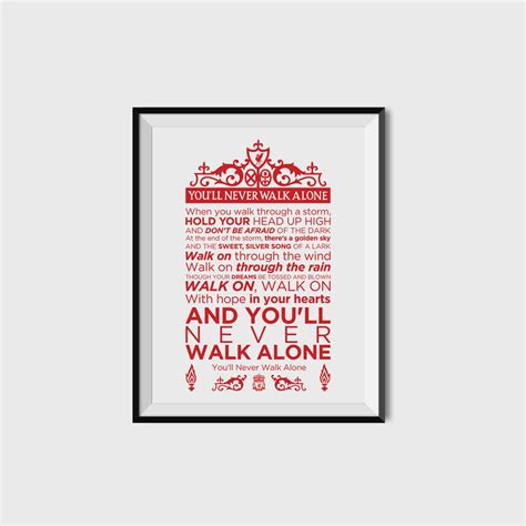 You'll Never Walk Alone Lyrics Print Liverpool Football Club: Minimal, Football, Wall Art, LFC ...